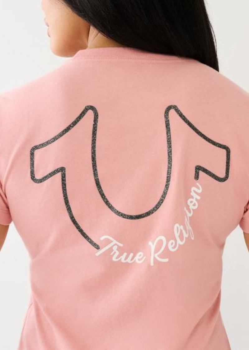 True Religion Women's Glitter Hs TR Logo Tee