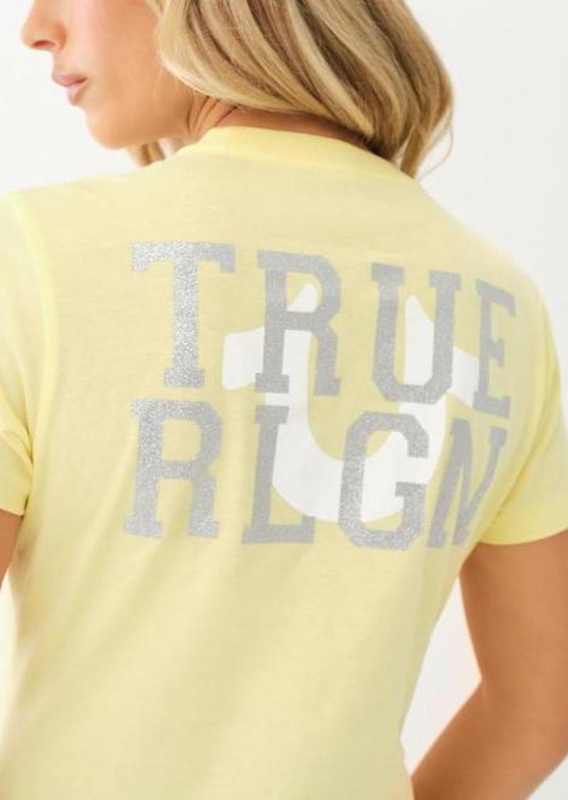 True Religion Women's Glitter Logo Slim T-Shirt