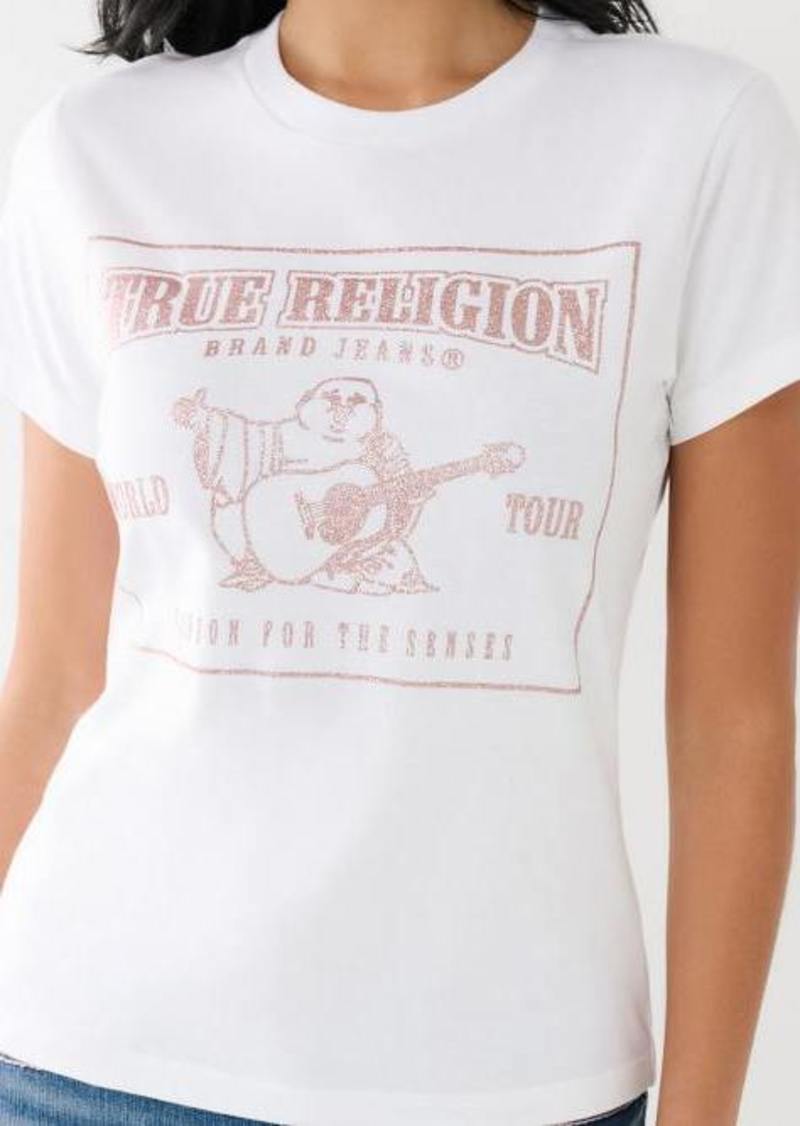 True Religion Women's Glitter Srs Logo Tee