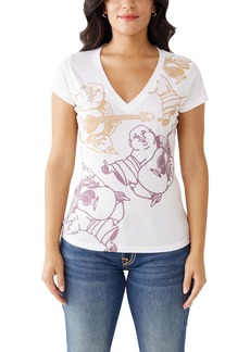 True Religion Womens Graphic V-Neck T-Shirt
