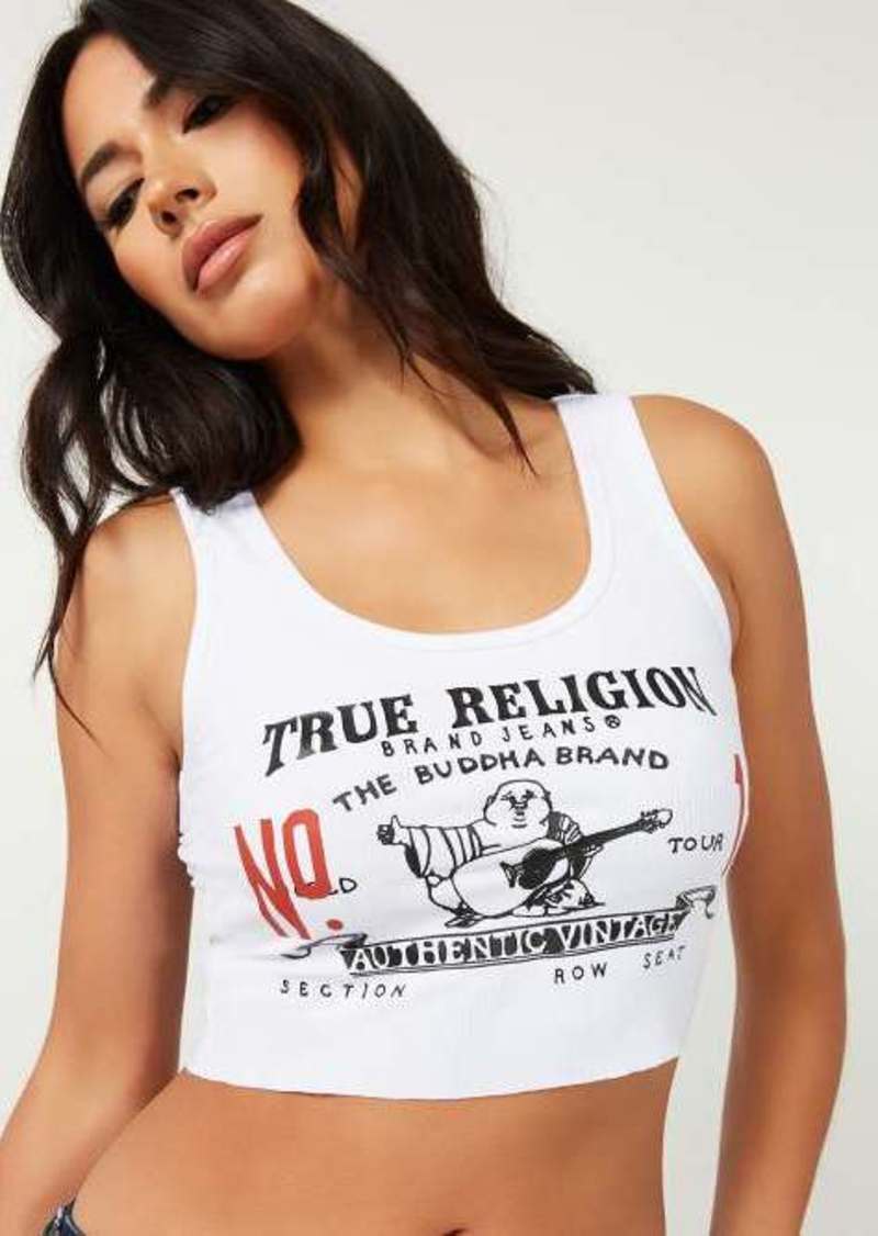 True Religion Women's Heritage Logo Crop Tank Top