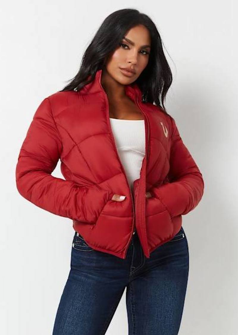 True Religion Women's Horseshoe Logo Slim Puffer Jacket