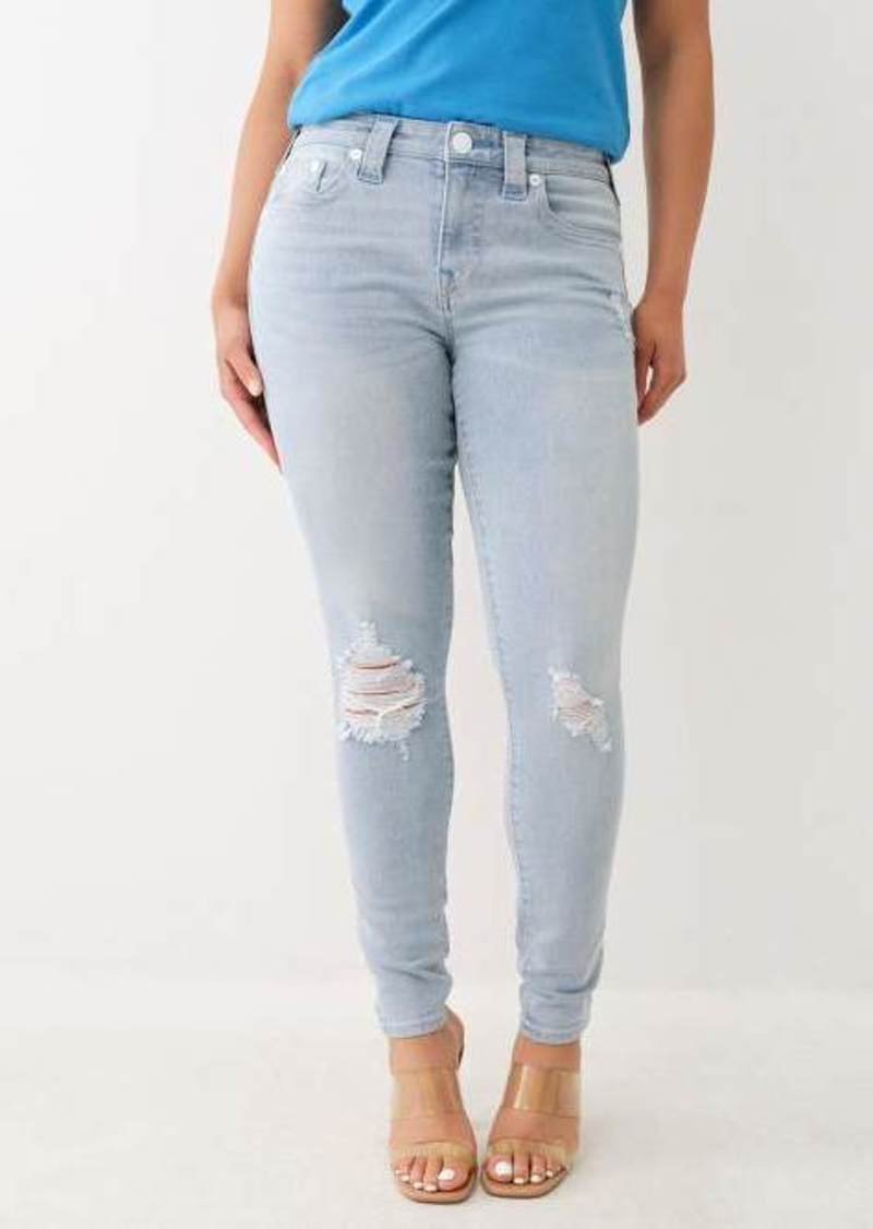 True Religion Women's Jennie Distressed Mid Rise Skinny Jean