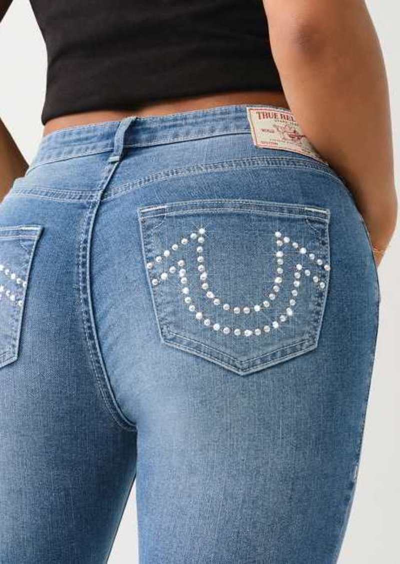 True Religion Women's Jennie Mid Rise Studded Skinny Jean