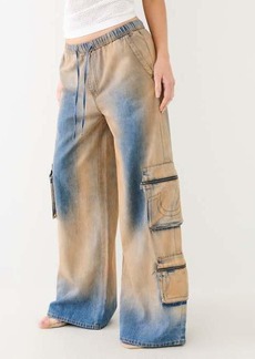 True Religion Women's Jessie Vintage Wash Baggy Cargo Jean