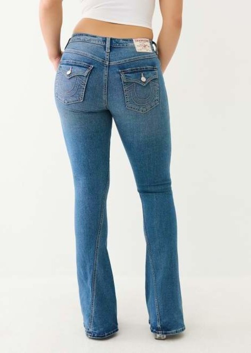 True Religion Women's Joey Mid Rise Single Needle Flare Jean