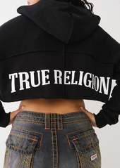 True Religion Women's Logo Crop Fleece Hoodie