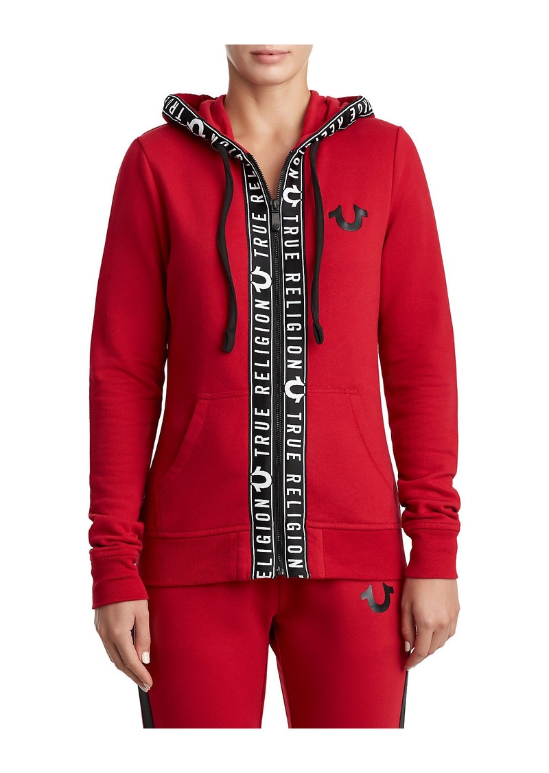 womens logo tape zip up hoodie online -