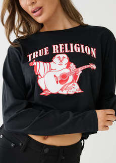 True Religion Women's Long Sleeve Logo Crop Tee
