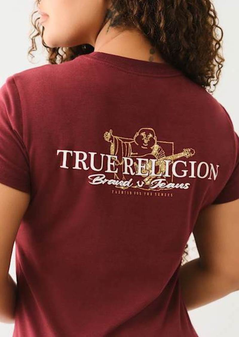 True Religion Women's Metallic Buddha T-Shirt