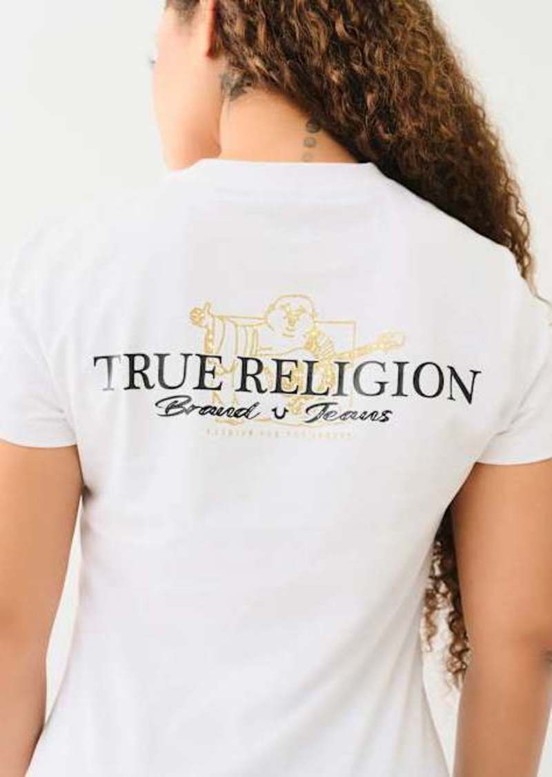 True Religion Women's Metallic Buddha T-Shirt