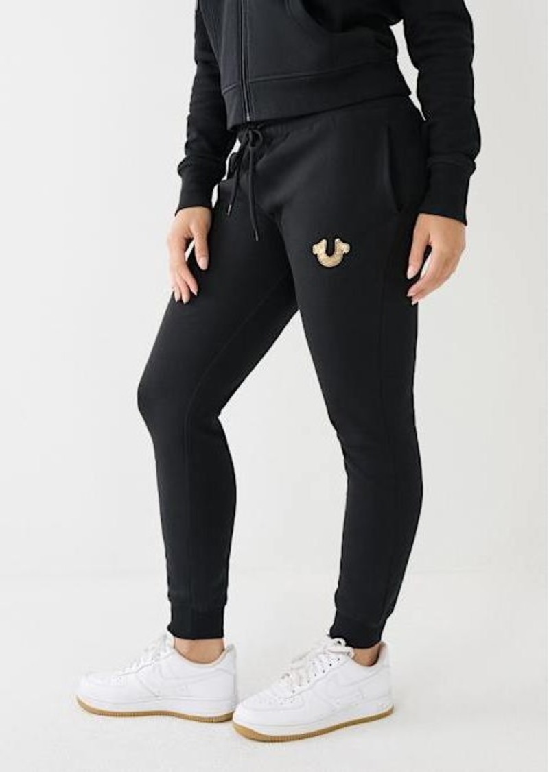 True Religion Women's Metallic Horseshoe Logo Jogger