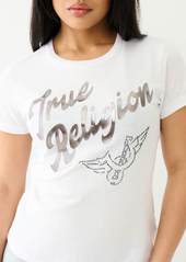 True Religion Women's Metallic TR Logo Crew T-Shirt