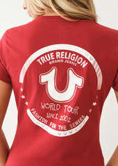 True Religion Women's Metallic World Tour Logo T-Shirt