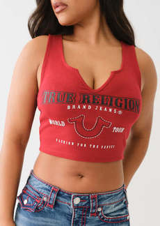 True Religion Women's Notch Crop Logo Tank Top