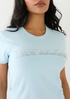True Religion Women's Ombre Crystal Arched Logo Tee