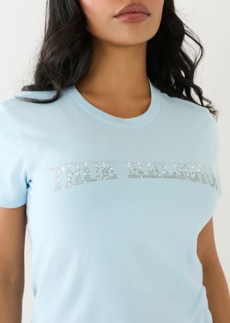 True Religion Women's Ombre Crystal Arched Logo T-Shirt