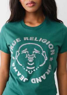 True Religion Women's Ombre Crystal Buddha Crew T-Shirt