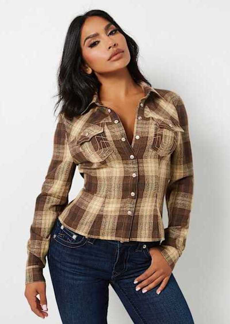 True Religion Women's Plaid Slim Shirt