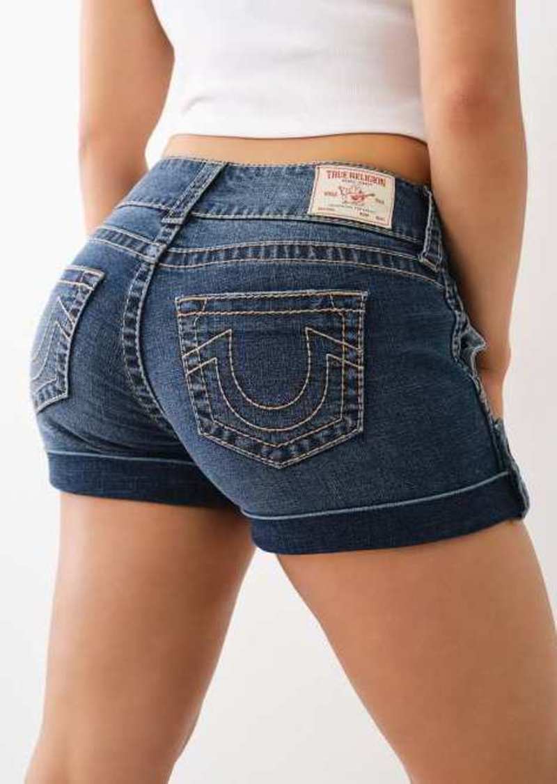 True Religion Women's Sammy Mid Rise Big T Short