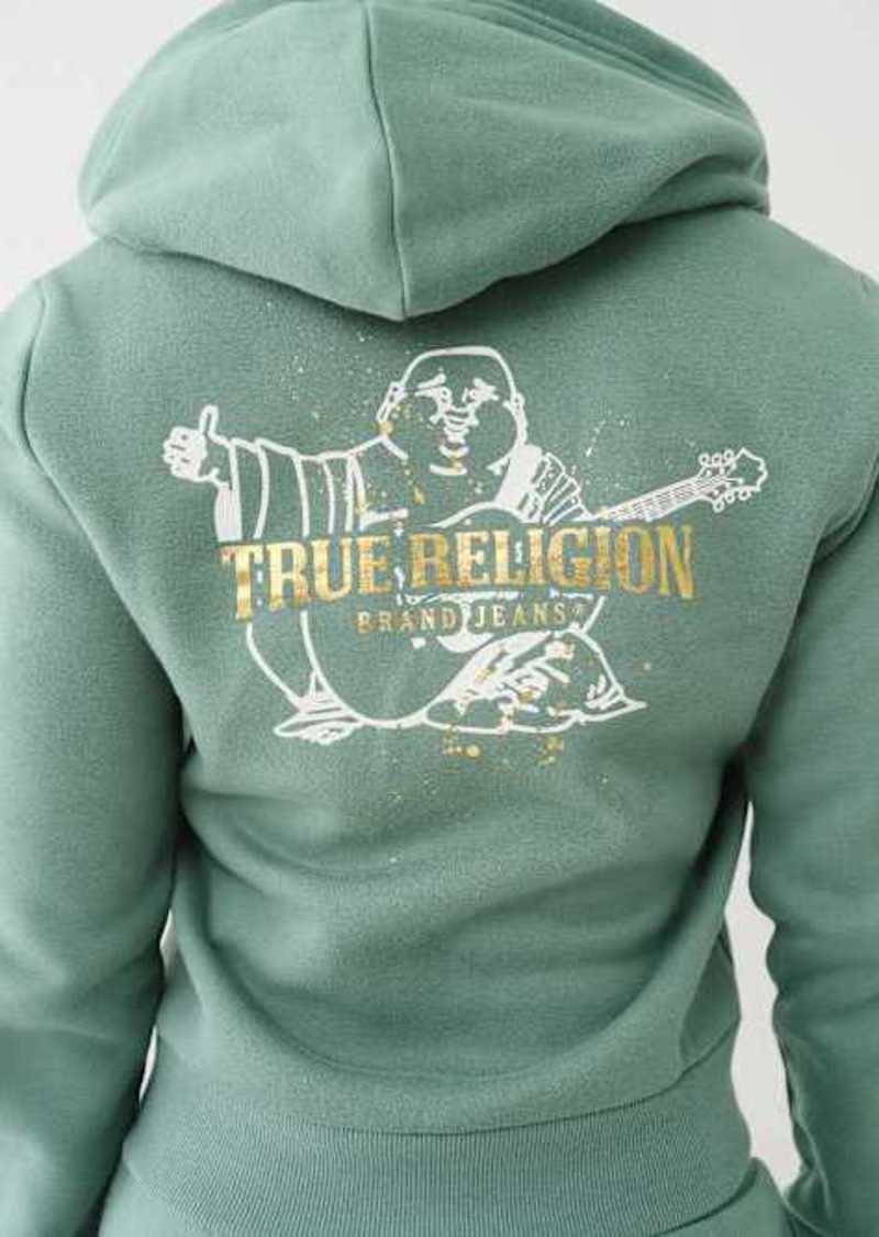 True Religion Women's Splattered Metallic Zip Hoodie