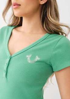 True Religion Women's Studded Horseshoe Henley Shirt