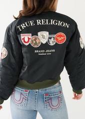 True Religion Women's TR Patched Bomber Jacket