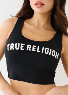 True Religion Women's TR Raw Cut Crop Tank Top