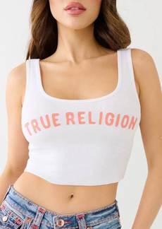 True Religion Women's TR Raw Cut Crop Tank Top