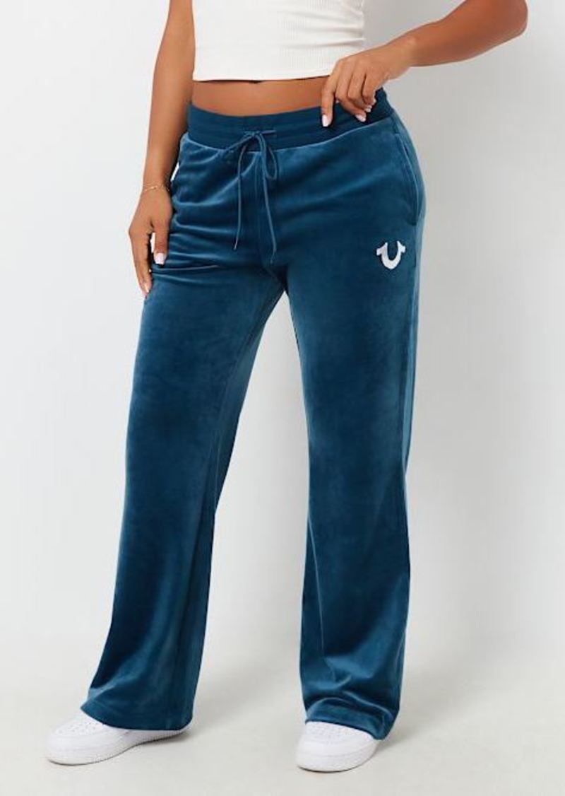 True Religion Women's Velour Straight Leg Sweat Pant