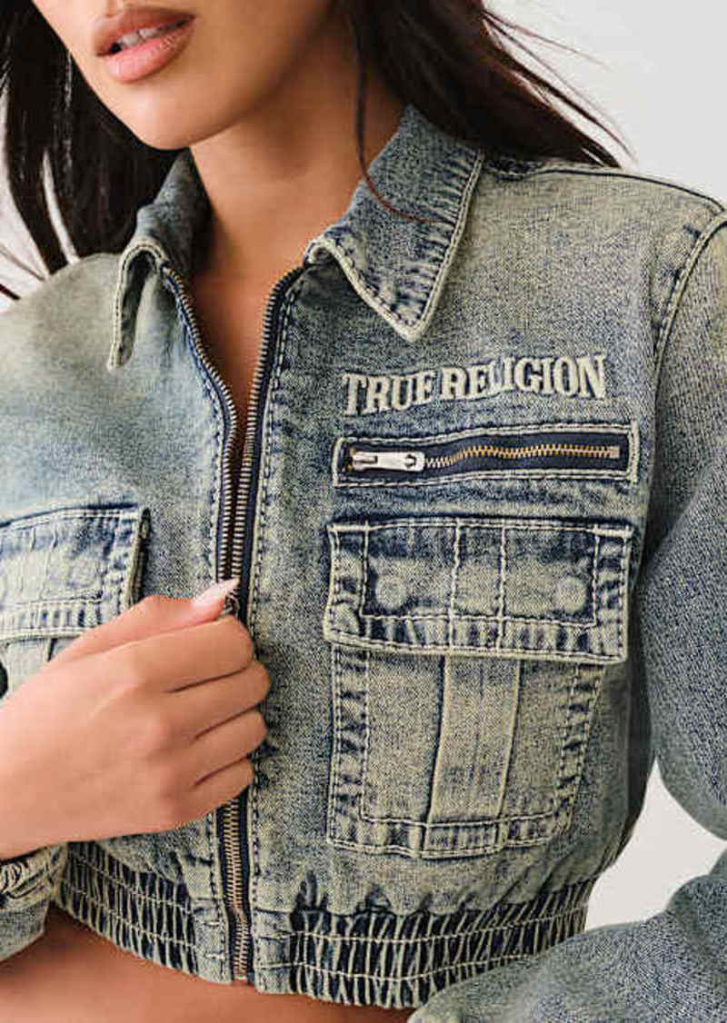 True Religion Women's Vintage Big T Crop Jacket