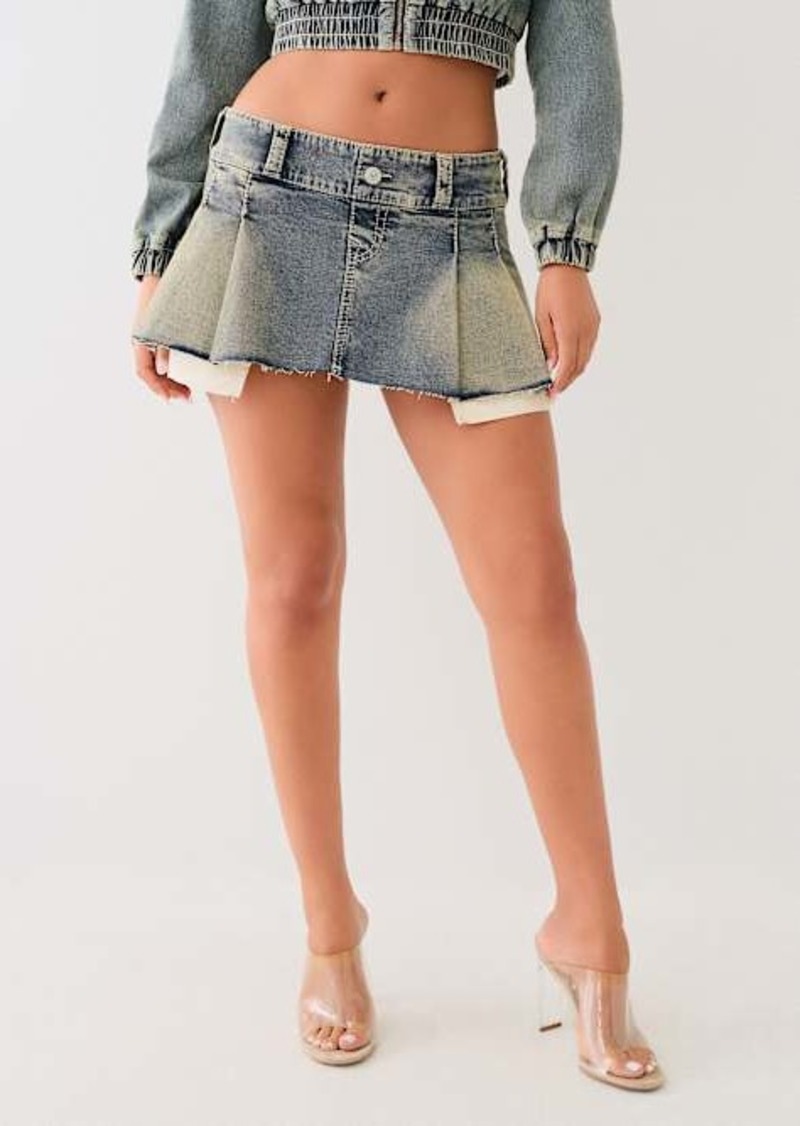 True Religion Women's Vintage Pleated Mini Skirt