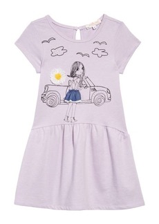 Truly Me Embroidered Print Dress in Lavender at Nordstrom