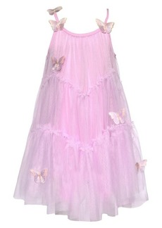 Truly Me Kids' Butterfly Embellished Tiered Tulle Party Dress