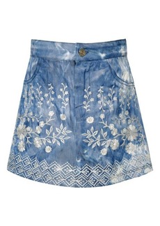 Truly Me Kids' Embroidered Cotton Denim Skirt