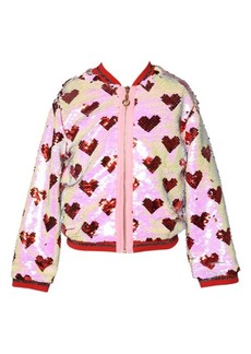 Truly Me Kids' Flip Sequin Heart Bomber Jacket