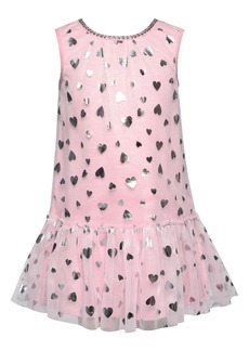 Truly Me Kids' Foil Hearts Tulle Dress in Pink at Nordstrom
