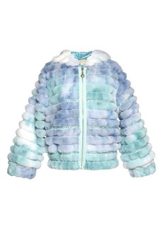 Truly Me Kids' Tie Dye Quilted Faux Fur Hooded Jacket