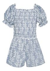 Truly Me Puff Sleeve Smocked Romper