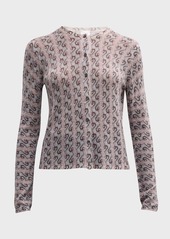 TSE Cashmere Abstract-Print Button-Down Cardigan
