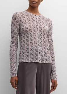 TSE Cashmere Abstract-Print Button-Down Cardigan