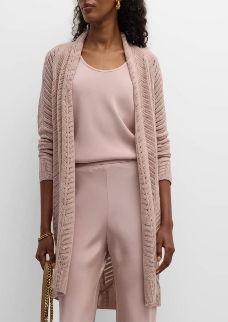 TSE Cashmere Mixed-Stitch Open-Front Cardigan