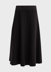 TSE Ribbed A-Line Wool-Silk Midi Skirt