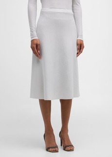 TSE Shimmer Cashmere-Blend A-Line Midi Skirt