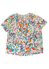 Tucker Short Sleeve Classic Blouse In Tropical White
