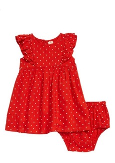 Tucker + Tate Flutter Sleeve Dress & Bloomers Set in Red Fiery Mini Dots at Nordstrom