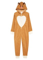 Tucker + Tate Hooded One-Piece Pajamas in Tan Doe Dotted Fawn at Nordstrom