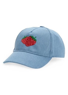 Tucker + Tate Kids' Embroidered Denim Baseball Cap in Blue Pastel Strawberry at Nordstrom
