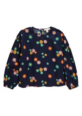 Tucker + Tate Kids' Floral Balloon Sleeve Cotton Top in Navy Peacoat Daisy Meadow at Nordstrom Rack