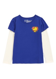 Tucker + Tate Kids' Layered Long Sleeve Graphic Tee in Blue Bluing- Ivory Snoopy at Nordstrom Rack